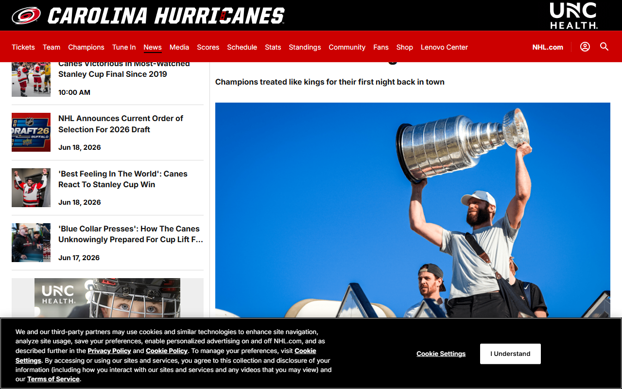 The Carolina Hurricanes Won the 2026 Stanley Cup and Raleigh&rsquo;s Throwing a Parade Today &mdash; 20 Years to the Day From the 2006 Championship March