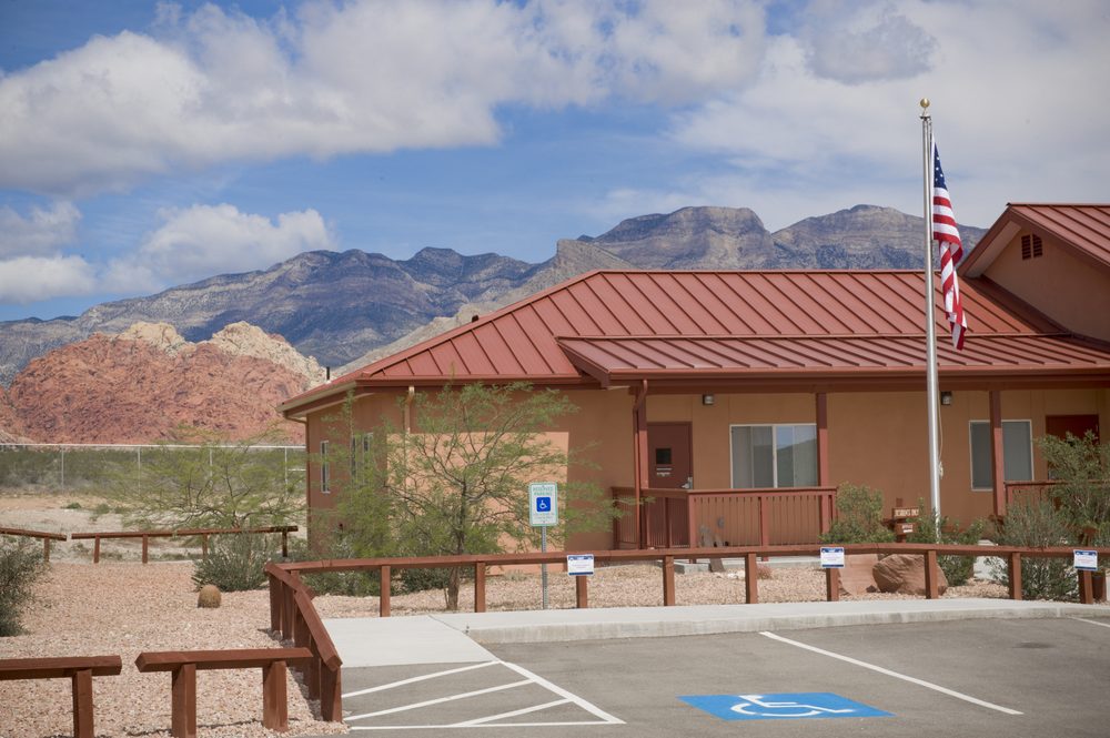 The Red Rock Canyon Visitor Center building near Las Vegas, a LEED gold-certified building with outdoor exhibit areas