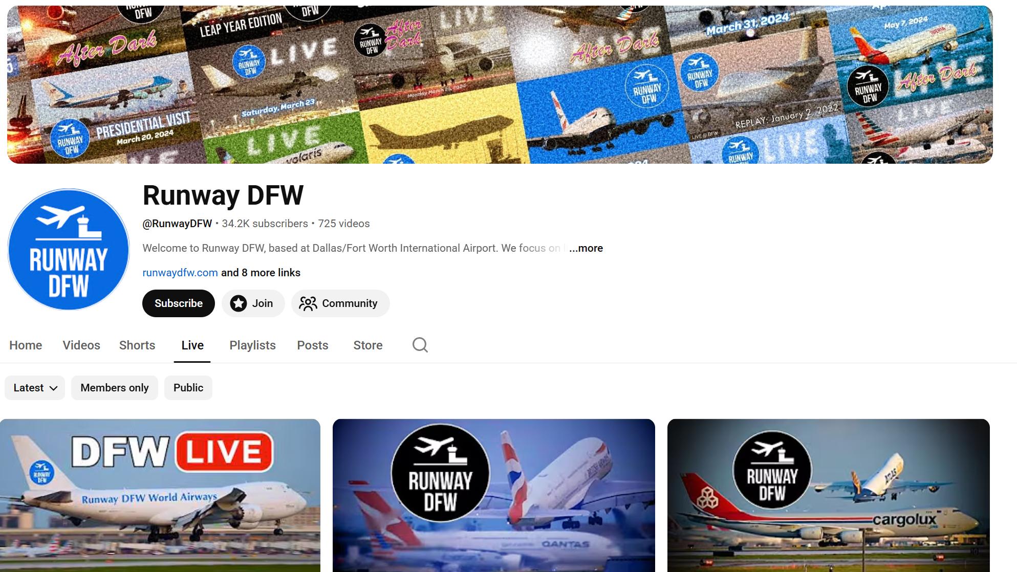 Runway DFW &mdash; The 34,000-Subscriber YouTube Channel That Broadcasts Live, Narrated Plane-Spotting from Dallas/Fort Worth Most Weekends, With On-Site Commentators Calling Every Arrival and Departure